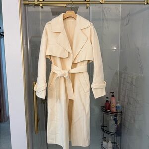 Cream Belted Women's Coat